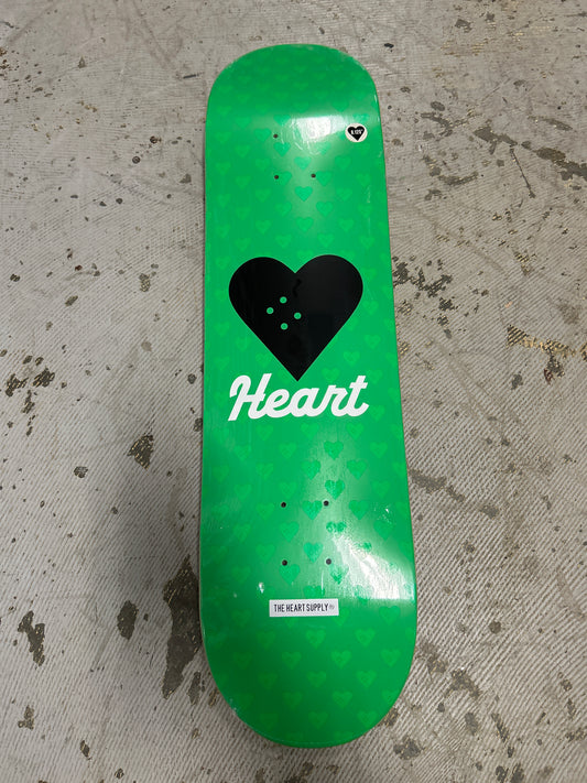 Heart Supply 8.125 deck heart logo Vertical Flow Neon green