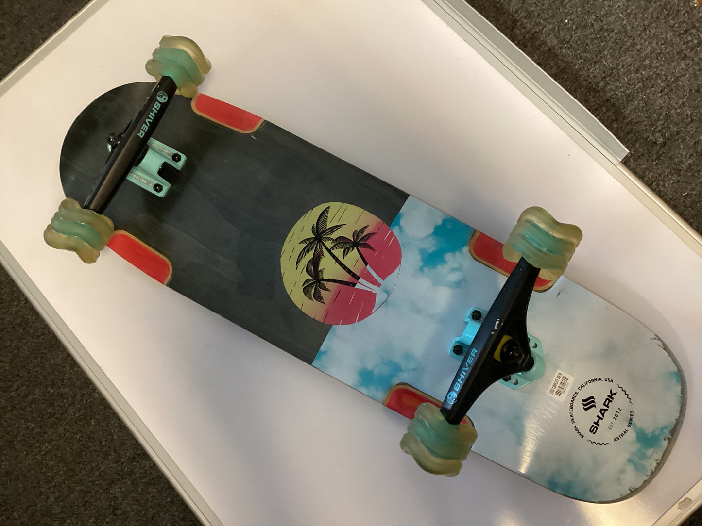 USED Shark 9”x31” Complete Skateboard Cruiser