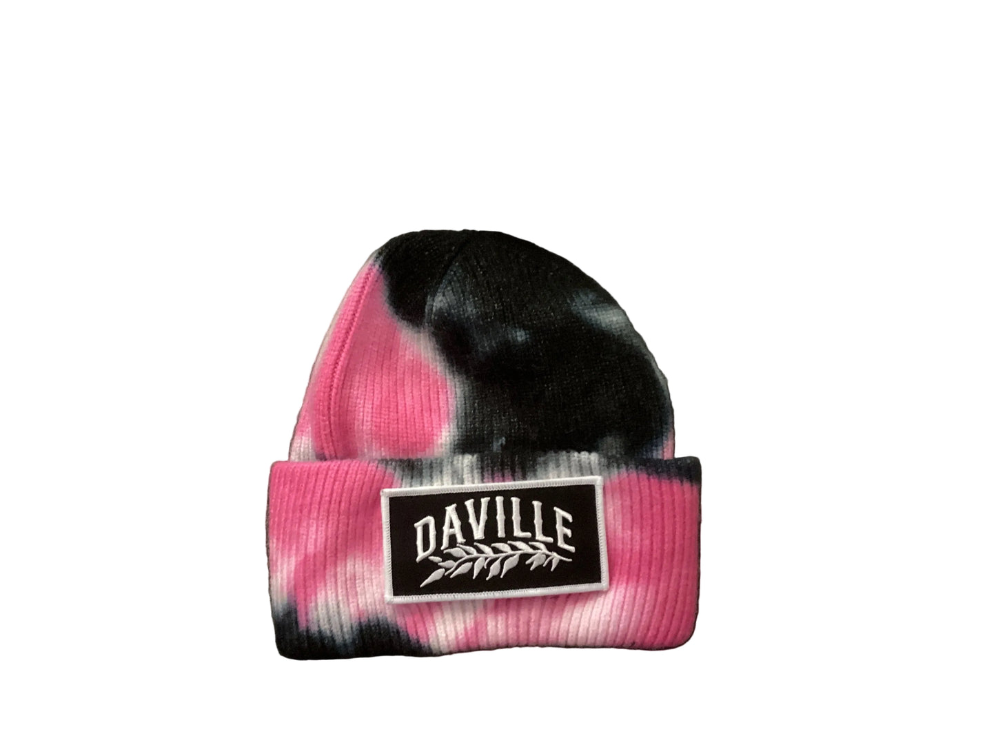 Daville beanie Leaf Logo tie dye white blue pink