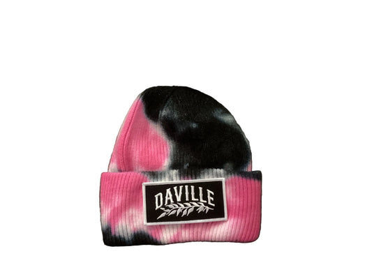 Daville beanie Leaf Logo tie dye white blue pink