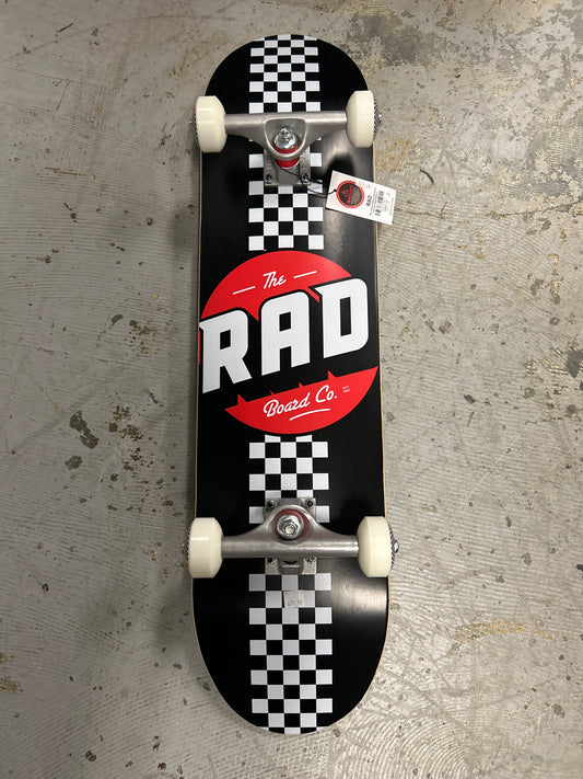 Rad 8.0 complete skateboard black checker stripe