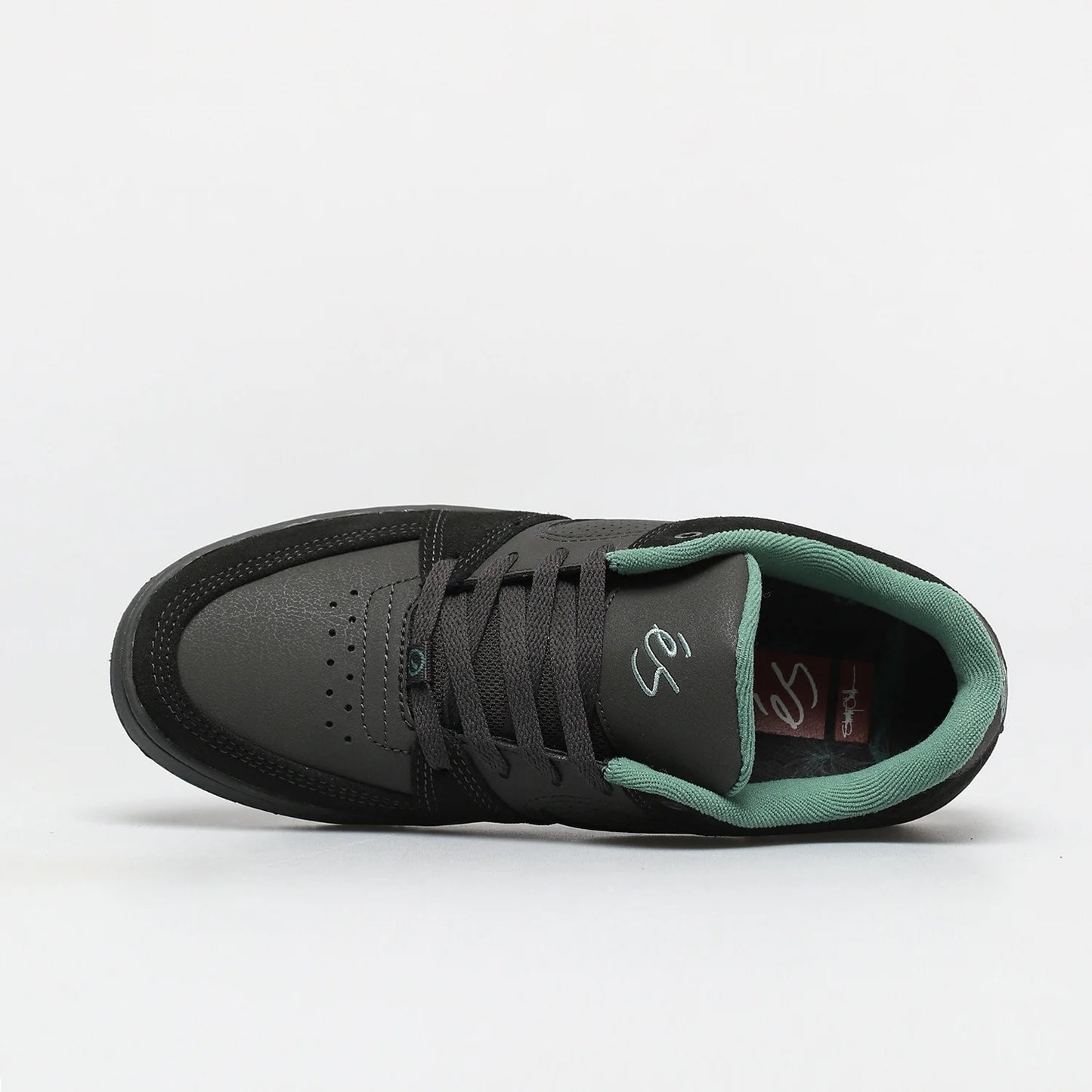 ES Accel Size 7 Slim Black/Green Skateboard Shoes