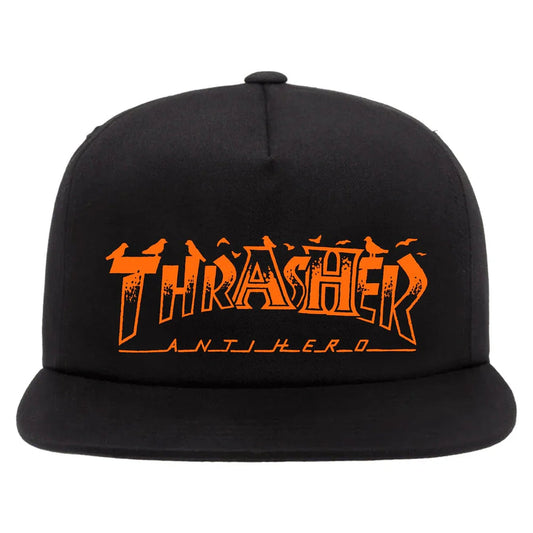 Thrasher x Antihero Pigeon Mag Snapback Hat Black