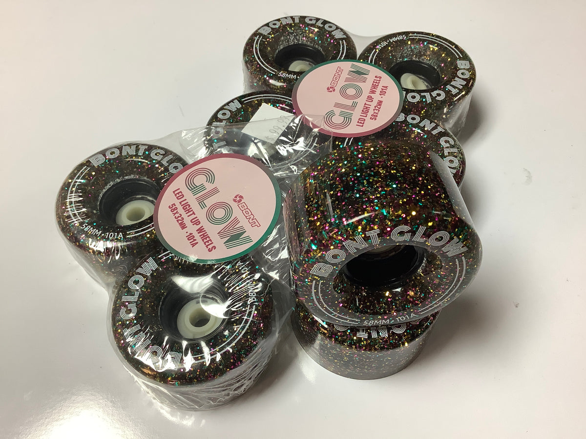 Bont Roller Skate Wheels GLOW INDOOR & JAM LED LIGHT UP WHEELS 101A - 58mm Metrocity set of 8
