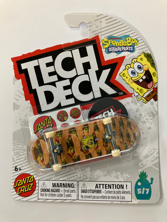 Tech Deck fingerboard Santa Cruz x Sponge Bob Square  cheeseburgers 5/7