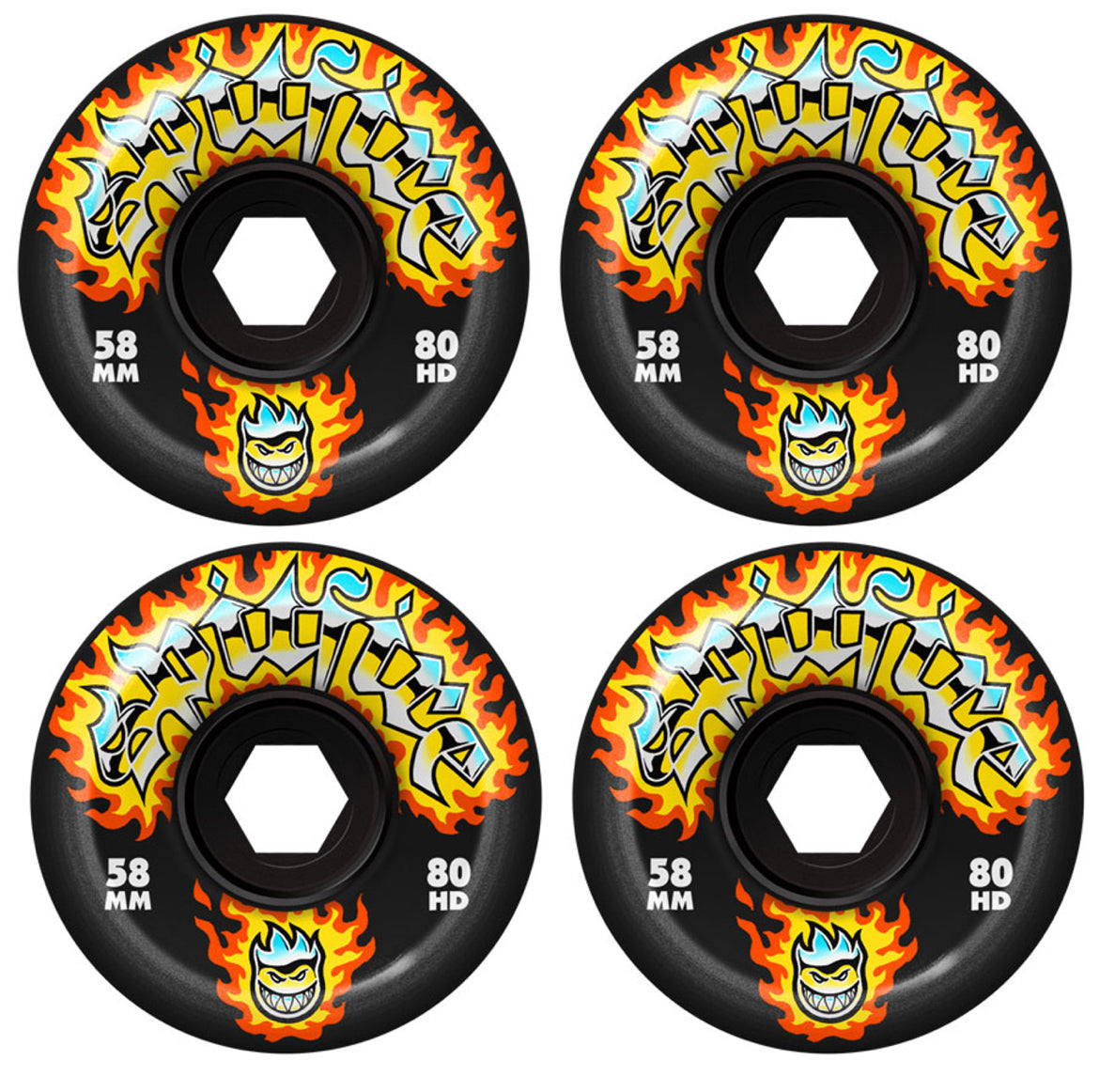 Spitfire 58mm 80HD Conical Full Chrome Venom Black Skateboard Wheels