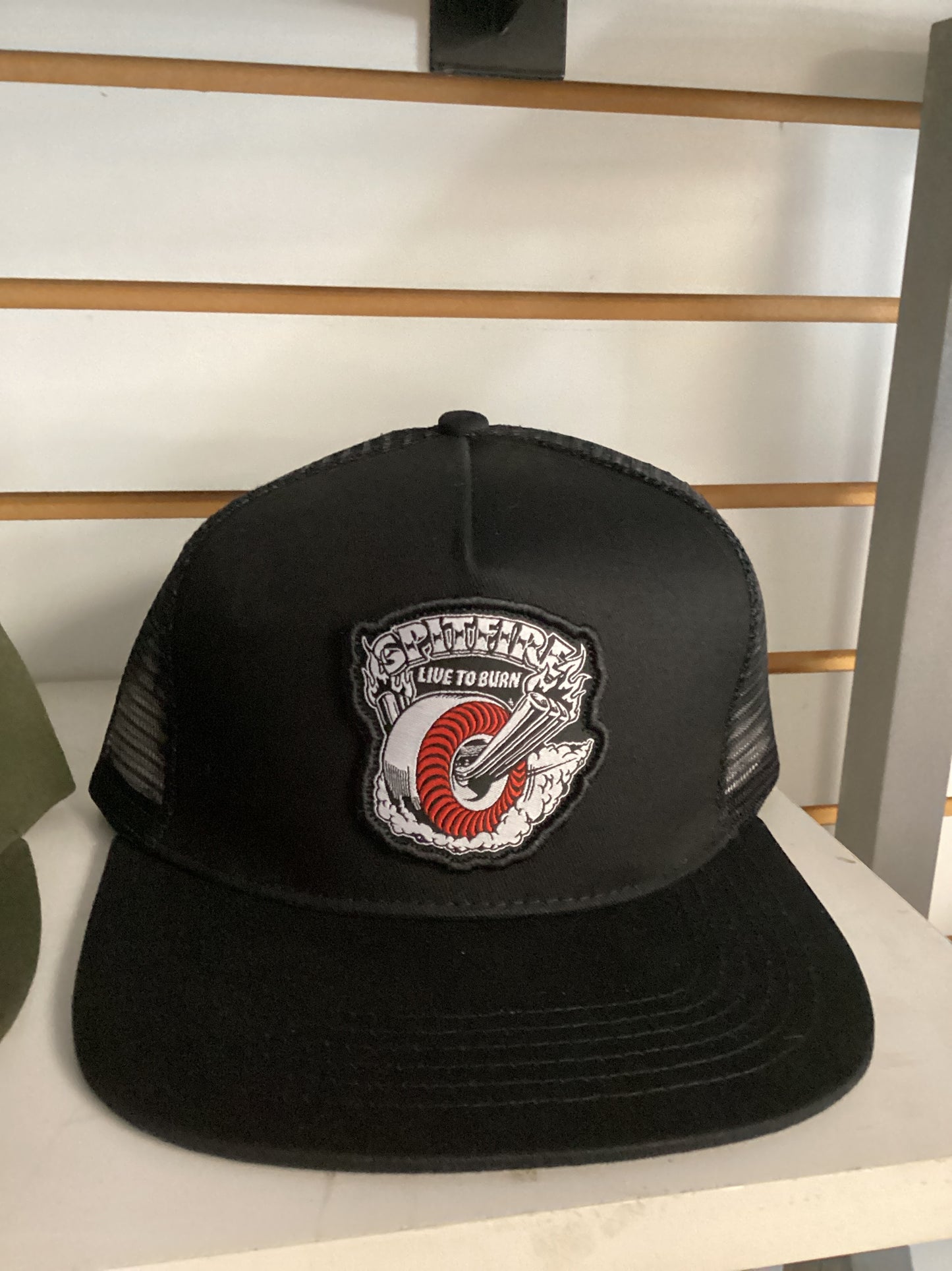 Spitfire hat trucker mesh SnapBack black Live to Burn