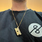 HERMOSA SKATE ICED OUT RAZOR BLADE GOLD Pendant 24” chain necklace