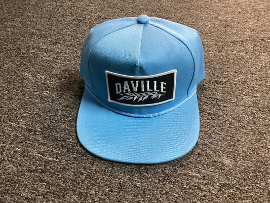 Daville hat SnapBack flat brim leaf logo Carolina blue