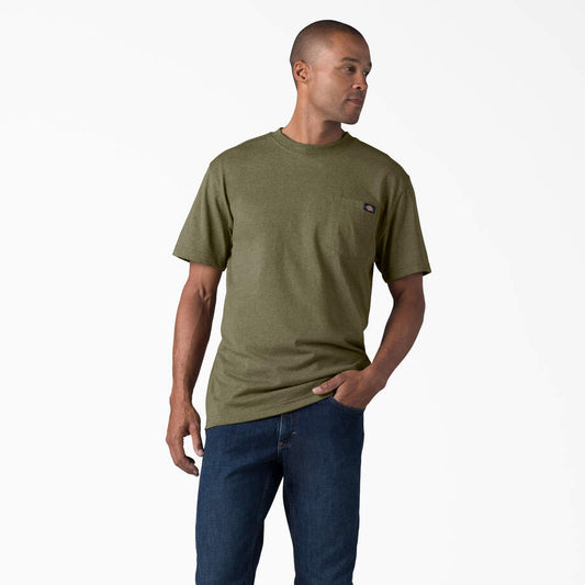 Dickies Heavyweight Heathered Short Sleeve Pocket T Shirt green LARGE