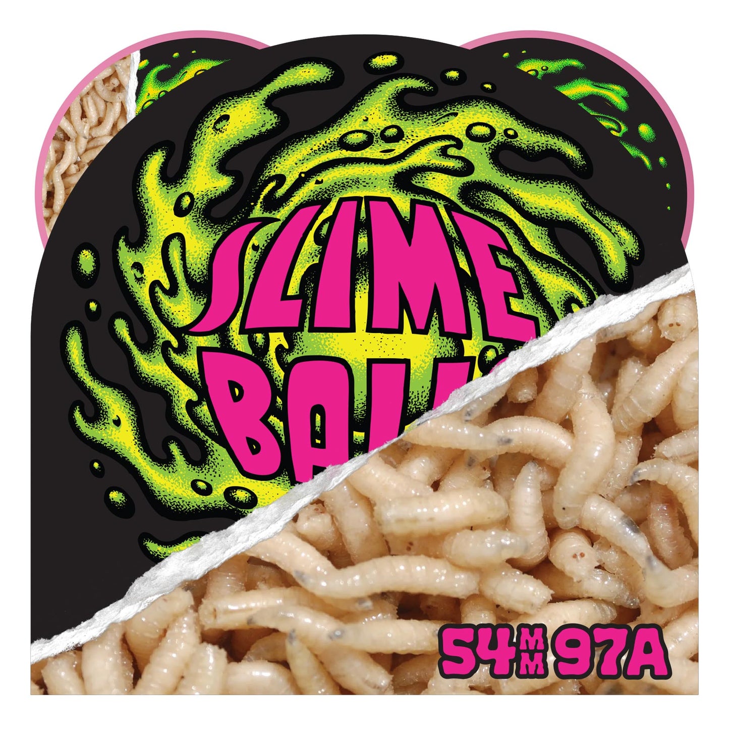 Slime Balls 54mm skateboard wheels Tear Away Maggots Neon Pink Hardline 97a