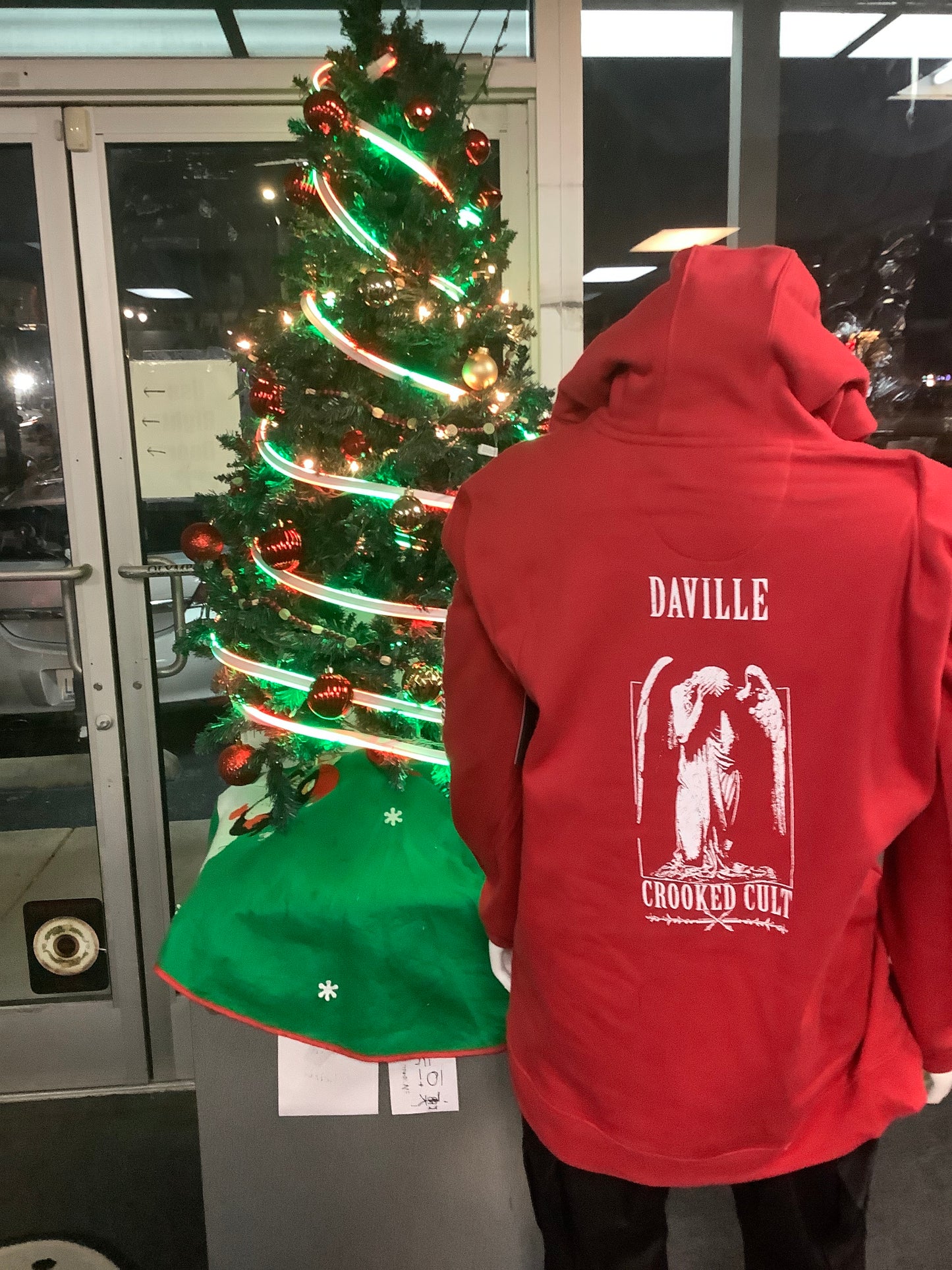 Daville X Crooked Cult Hoodie Black Flame red