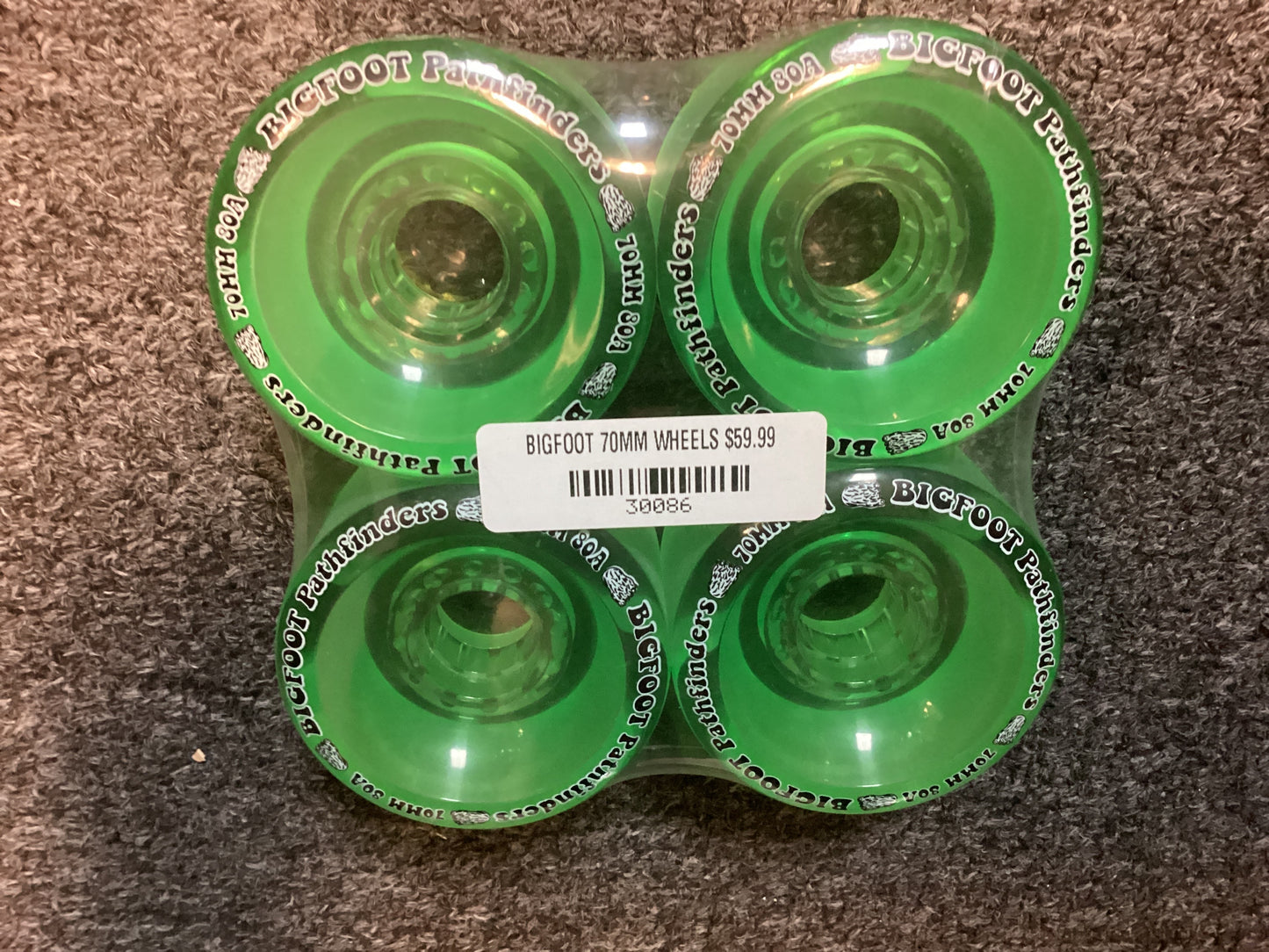 Bigfoot longboard skateboard wheels Pathfinders 70mm 80A green