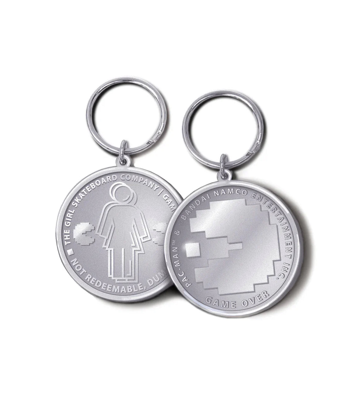 Girl Pac-Man Game Token Keychain Silver