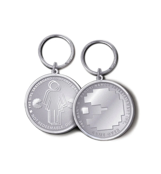 Girl Pac-Man Game Token Keychain Silver