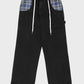 LAKAI PLAID CONTRAST WIDE LEG BLACK DENIMS