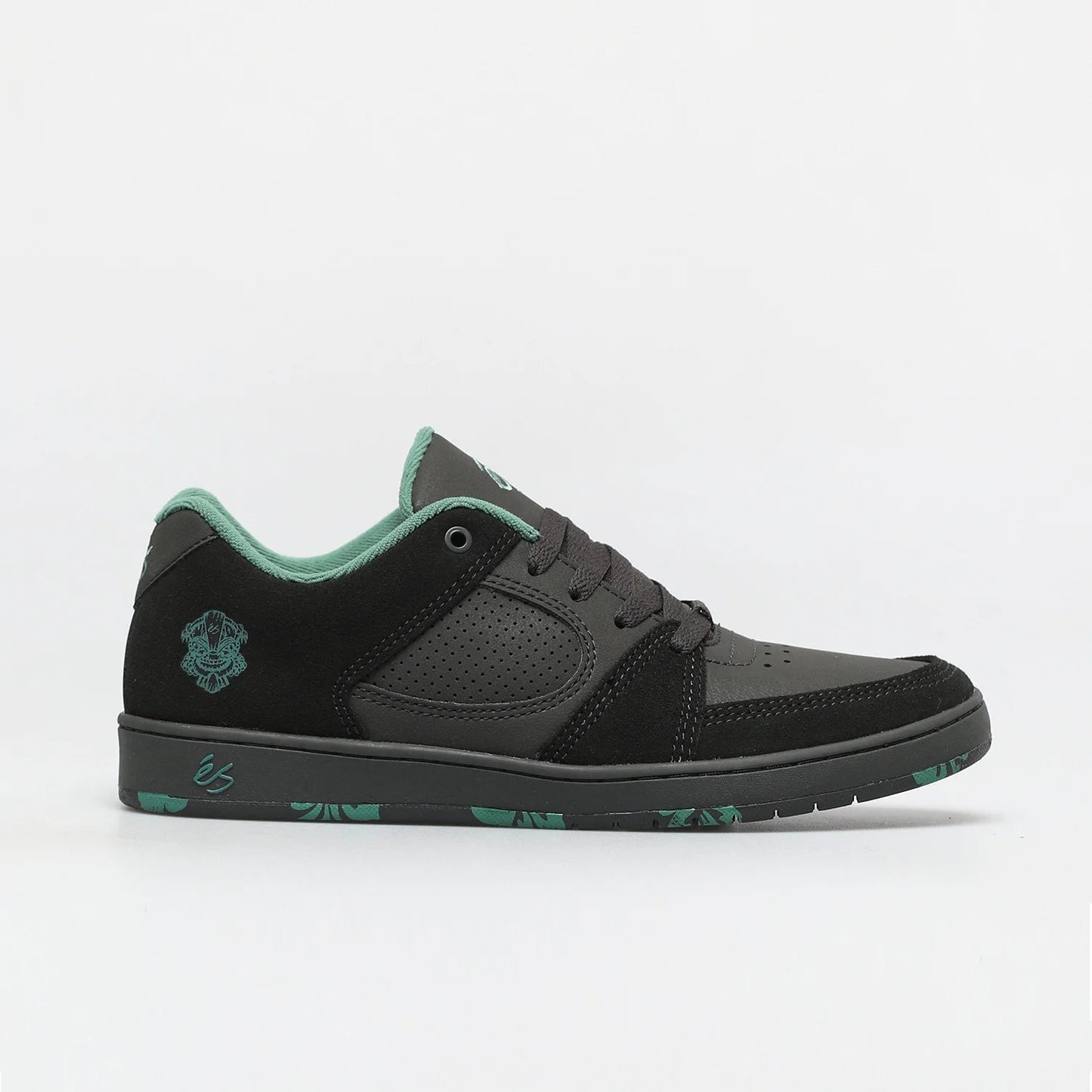 ES Accel Size 7 Slim Black/Green Skateboard Shoes