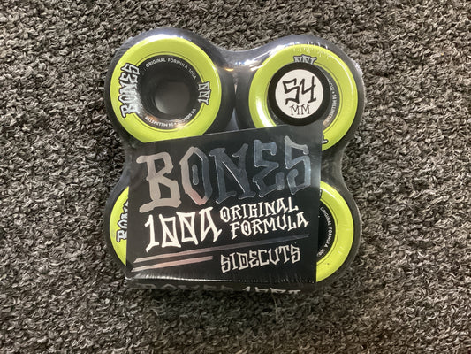 Bones 100A OG V5 wheels 54mm side cut black yellow
