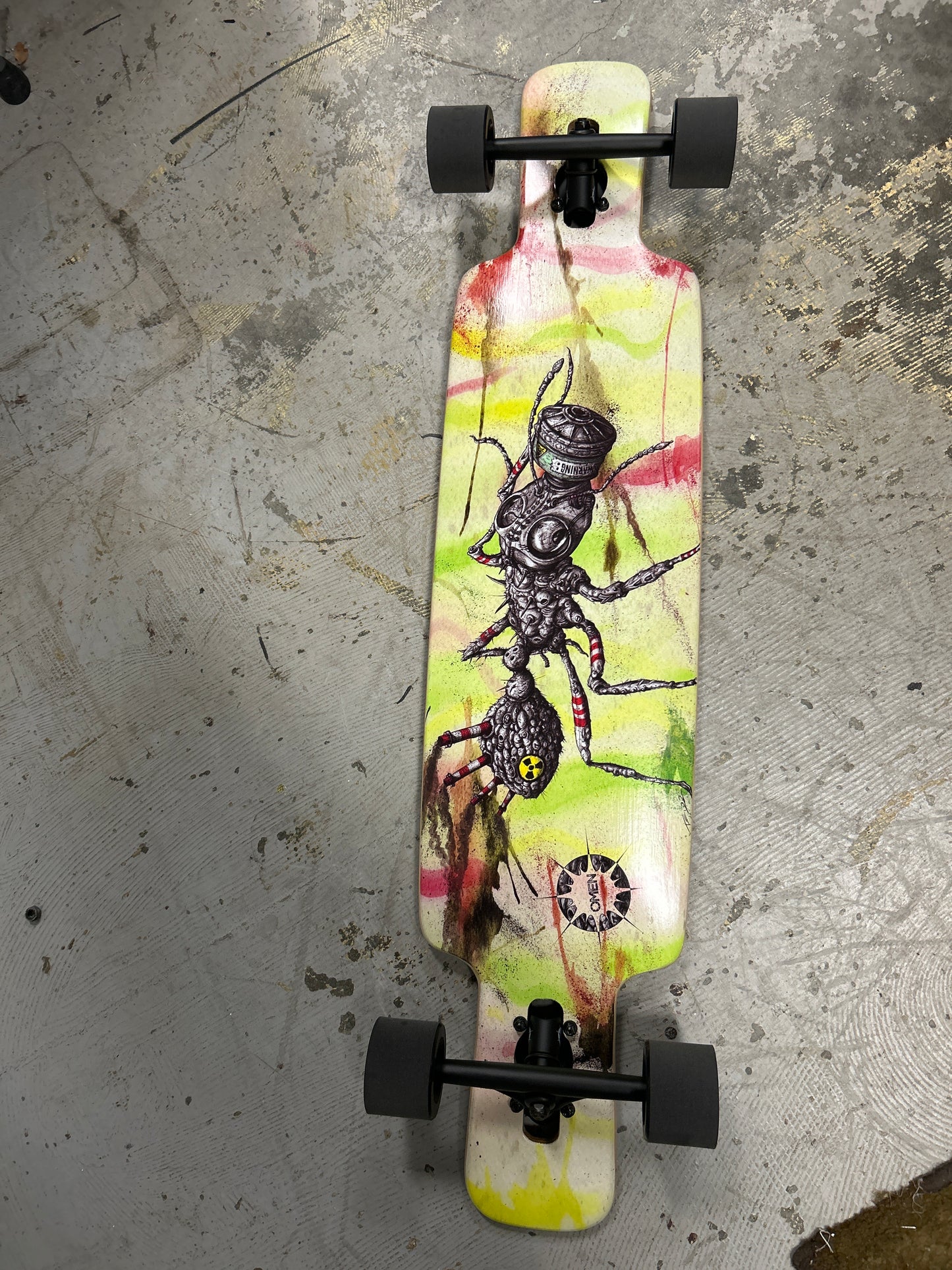 Omen complete longboard skateboard Ant Pollution 9.12x41.5