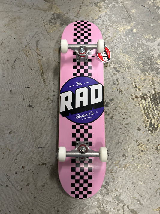 Rad 7.75 complete skateboard pink checker stripe