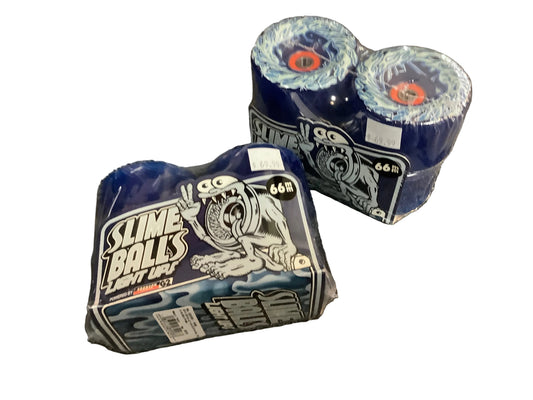 Slime Balls Skateboard Wheels ICE BLUE LIGHT UP 66mm 78A