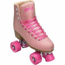 Impala Pink Tartan Roller Skates Size 8