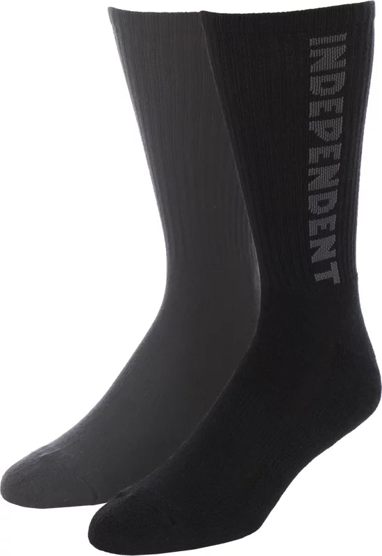 Independent Trucks - Baseline Crew Socks - 2 Pairs - Black and Charcoal