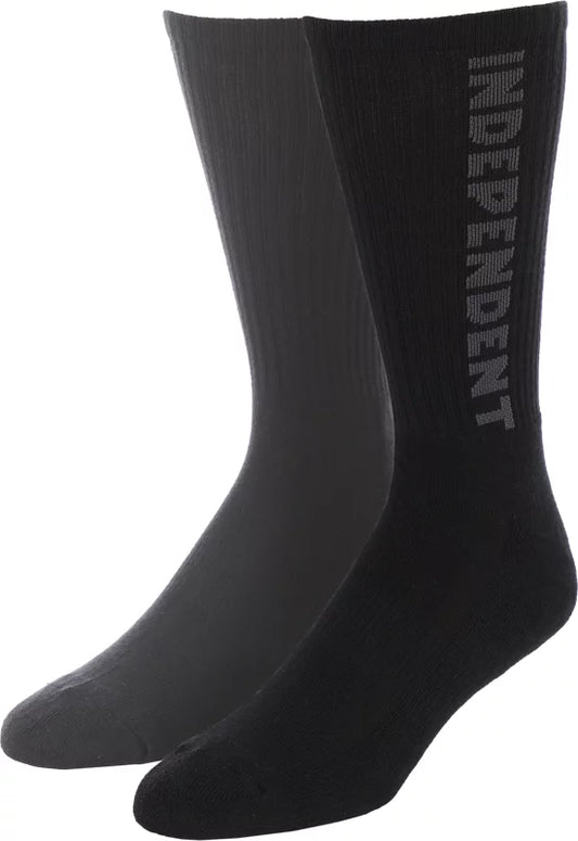 Independent Trucks - Baseline Crew Socks - 2 Pairs - Black and Charcoal