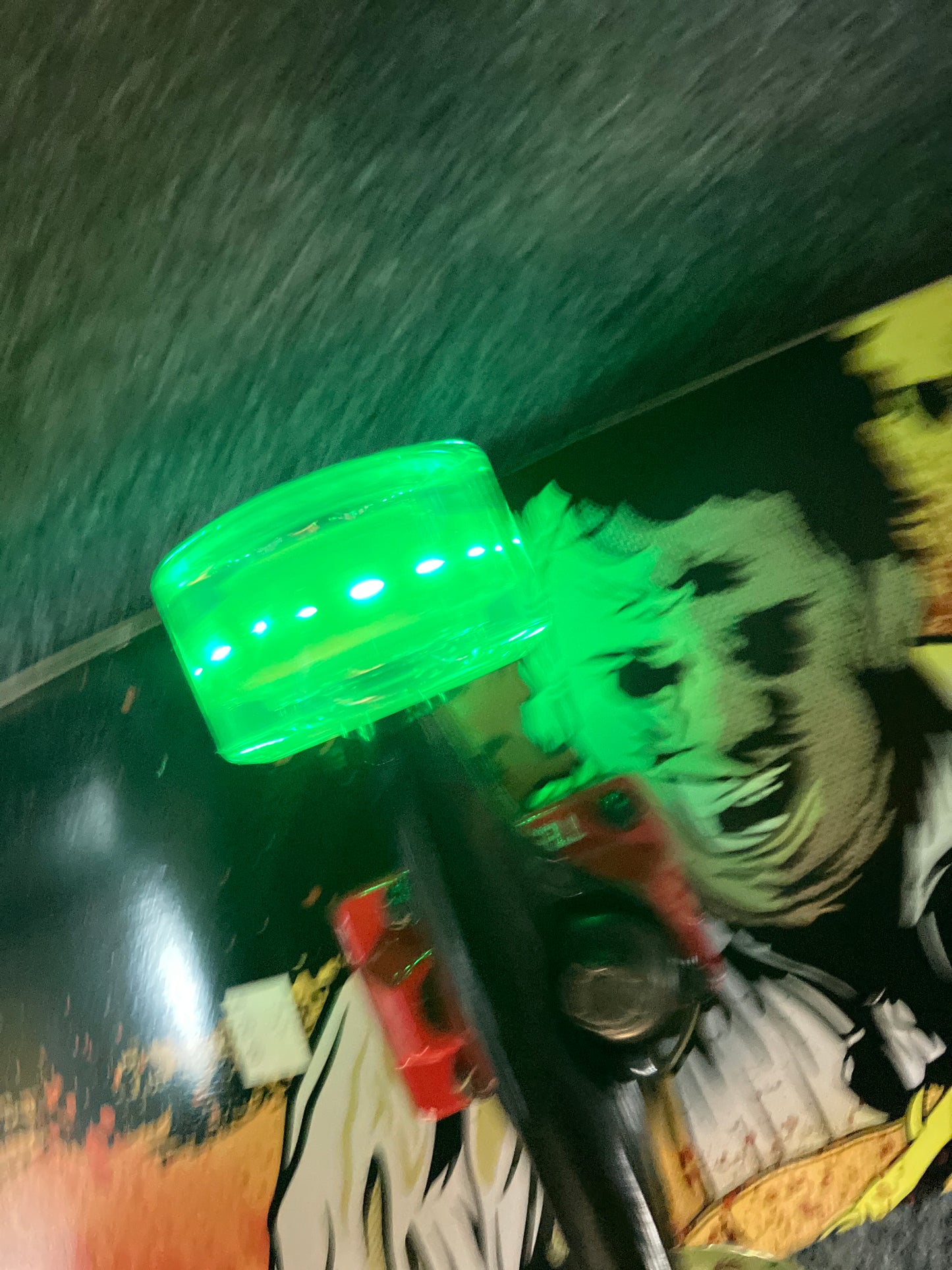 Madrid Complete Skateboard Texas Chainsaw Massacre 9”x33.5” pool shape with Tensor Trucks & green Slimeball light up wheels.