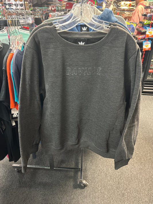 Daville L crew neck sweatshirt Outline Logo Charcoal heather newdrop