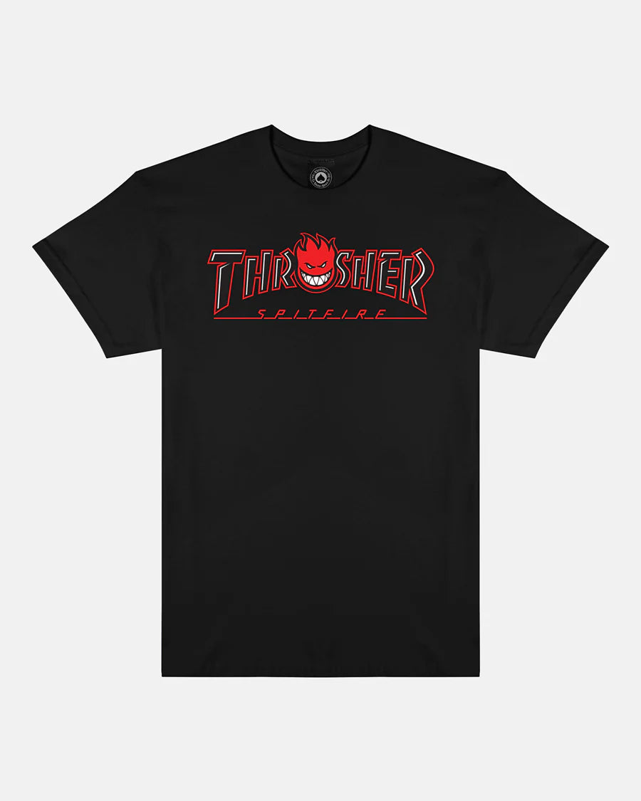 THRASHER X SPITFIRE BIG HEAD OUTLINE TEE (BLACK) shirt