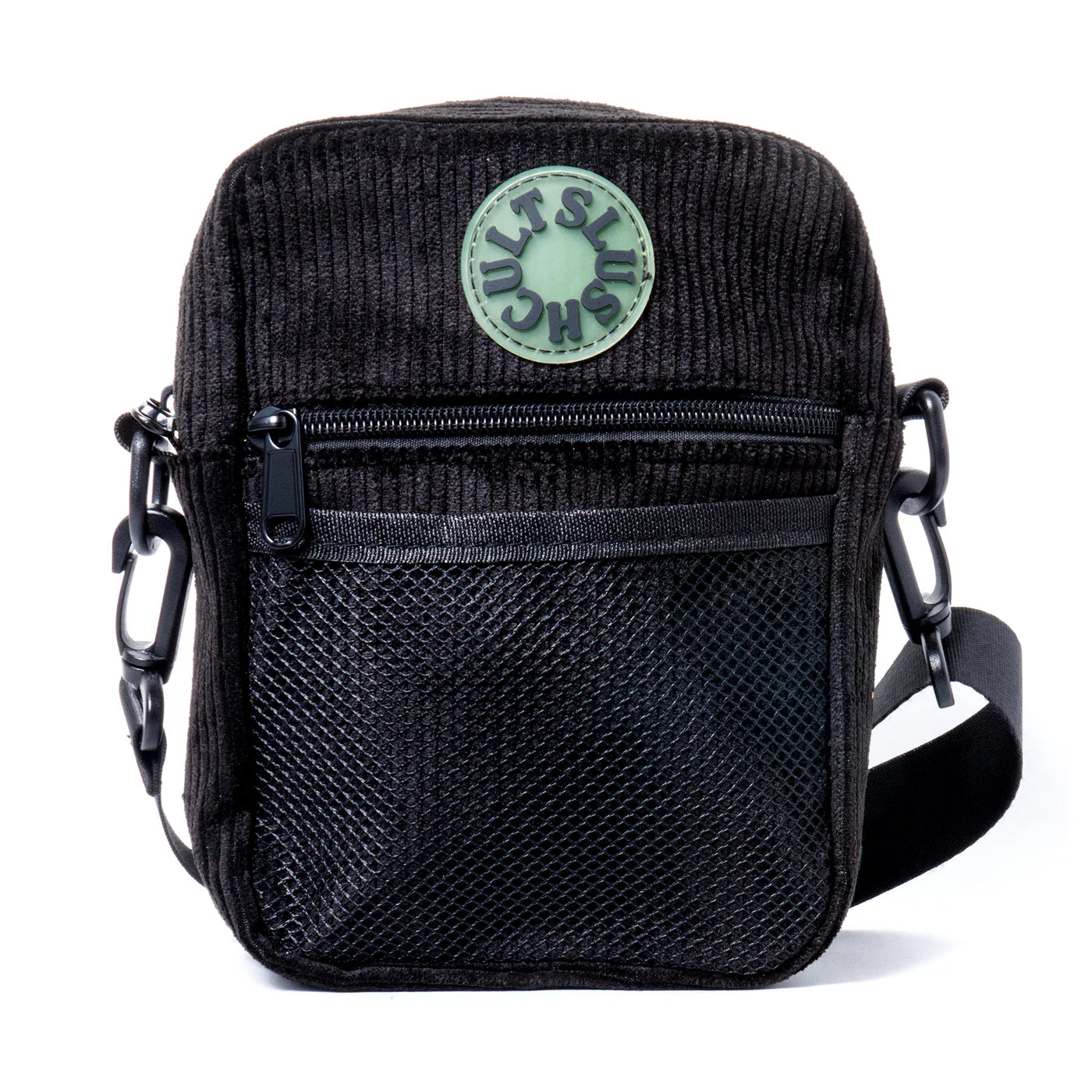 SLUSHCULT ANYWHERE SIDE BAG ALL BLACK CORDUROY