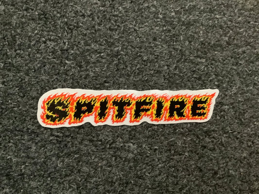 Spitfire sticker 5” Flames Script MD