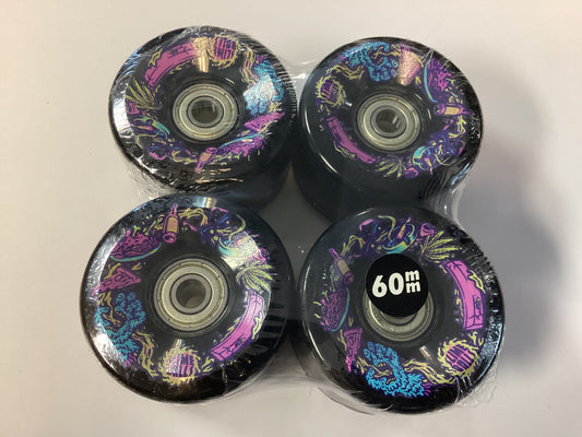 Slime Balls Light Up Skateboard Wheels 60mm 78a Neon Vomit Limited Edition OG SLIME BLACK includes bearings Soft Cruiser Filmer Wheels longboard