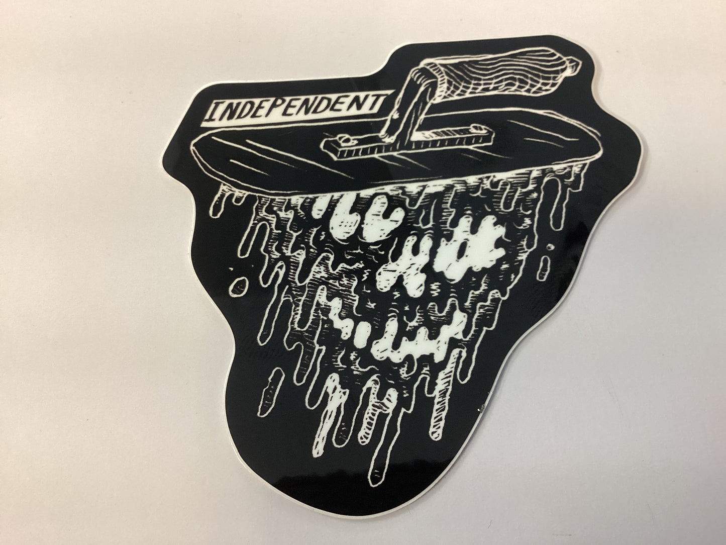 Independent Sticker Bratrud Concrete Skull black white 3.5”x4”