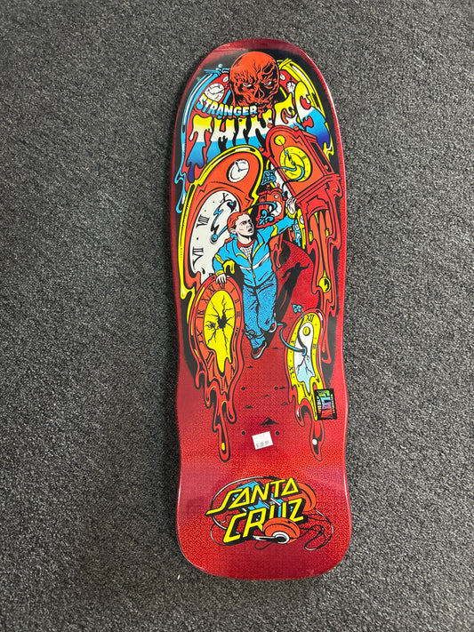 Santa Cruz X Stranger Things 9.7” deck Grabke Max Melting Clock GLOW IN THE DARK
