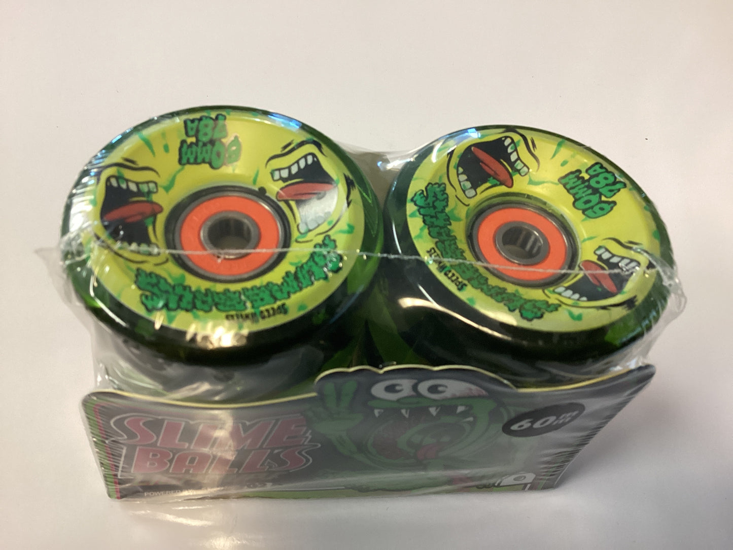 Slime Balls Light Up Skateboard Wheels 60mm 78a Screaming Slime OG SLIME GREEN YELLOW includes bearings Soft Cruiser Filmer Wheels Longboard