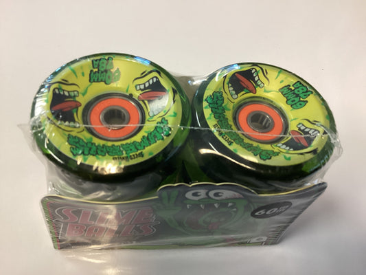 Slime Balls Light Up Skateboard Wheels 60mm 78a Screaming Slime OG SLIME GREEN YELLOW includes bearings Soft Cruiser Filmer Wheels Longboard