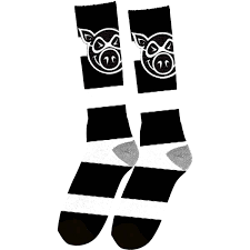 Pig Wheels Socks White Stripe