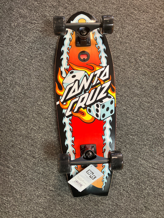 Santa Cruz complete skateboard Flaming Dice Dot 8.81in x 27.69in Shark Cruzer light up wheels