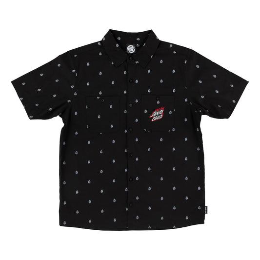 Santa Cruz Screaming Fire S/S button up top black shirt