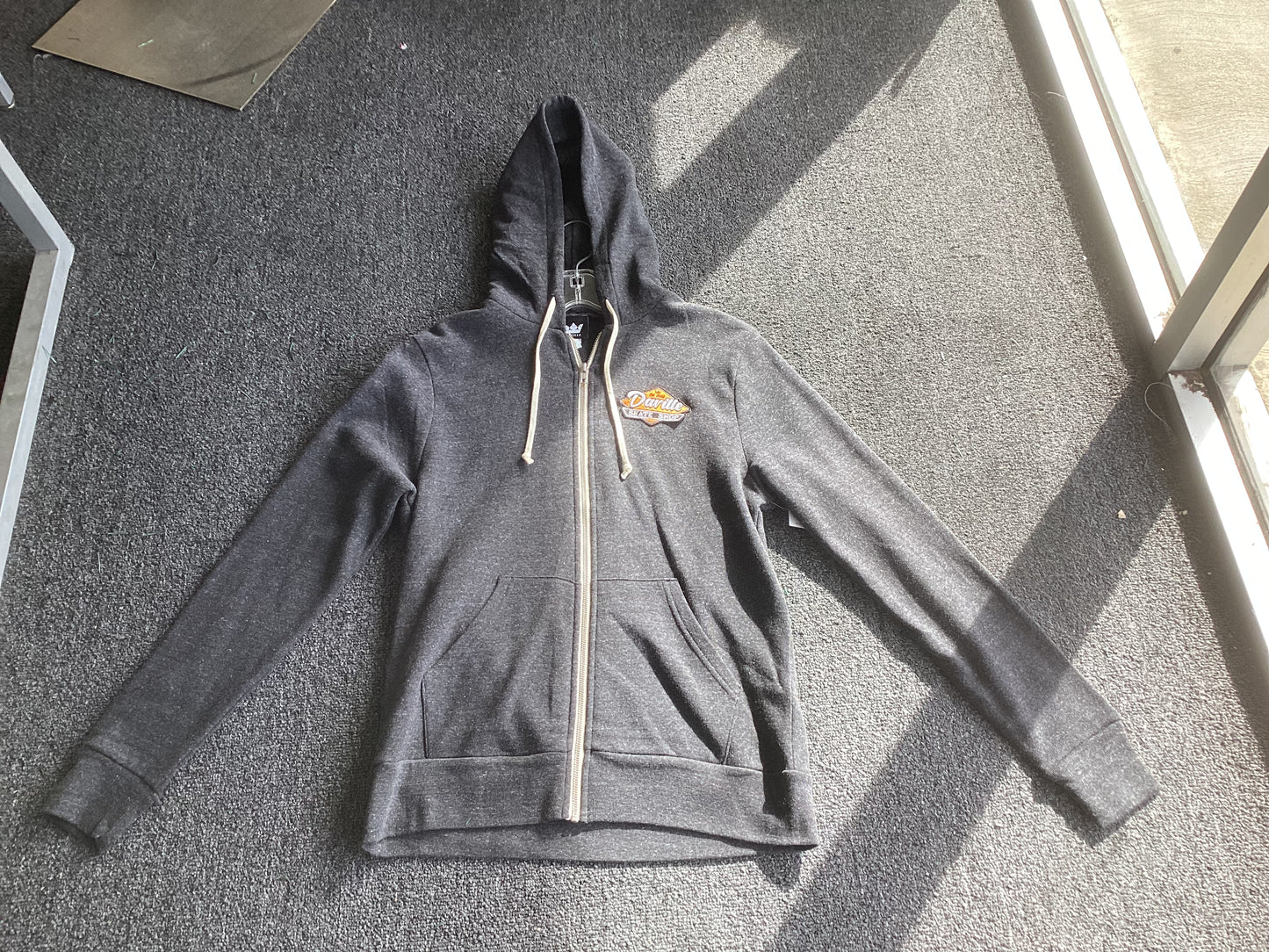 Daville Zip Up Hoodie Diner Logo charcoal heather