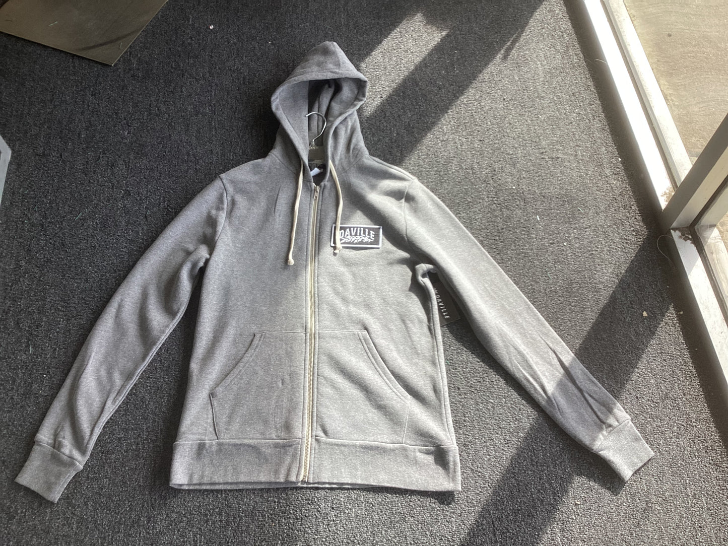 Daville Zip Up Hoodie Leaf Logo heather Grey