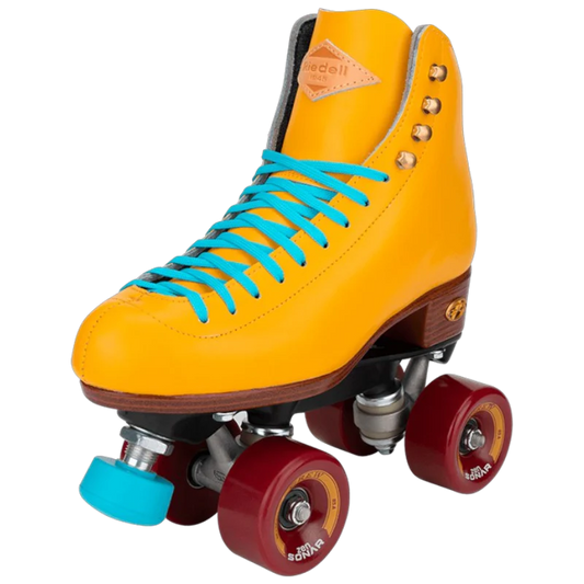 Riedell Roller Skates - Crew Turmeric Yellow Leather - Outdoor Skates