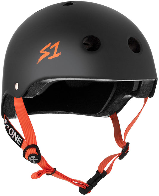 S1 Lifer Helmet - Black Matte w Orange Straps