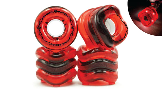 SHARK WHEEL 70MM, 78A FIREFLY - TRANSPARENT RED WITH RED LIGHTS