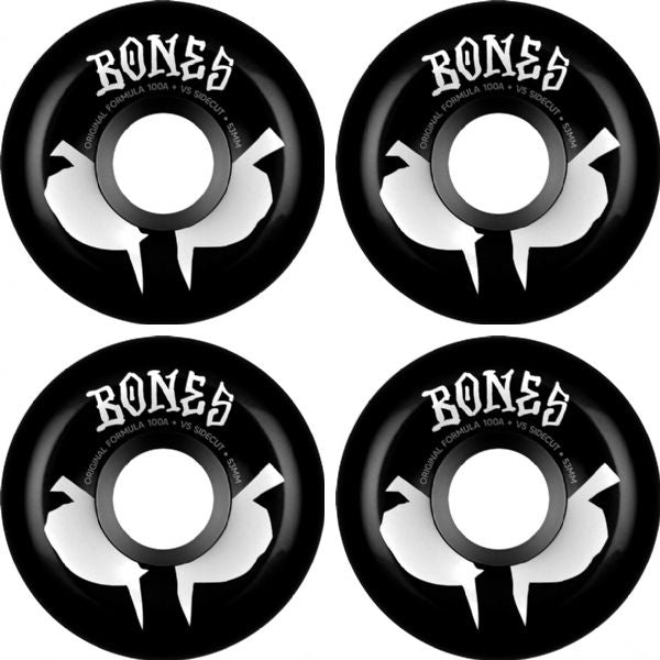 Bones 100’s OG V5 Sidecut Blot Wheels 100A 53mm Blk/wht