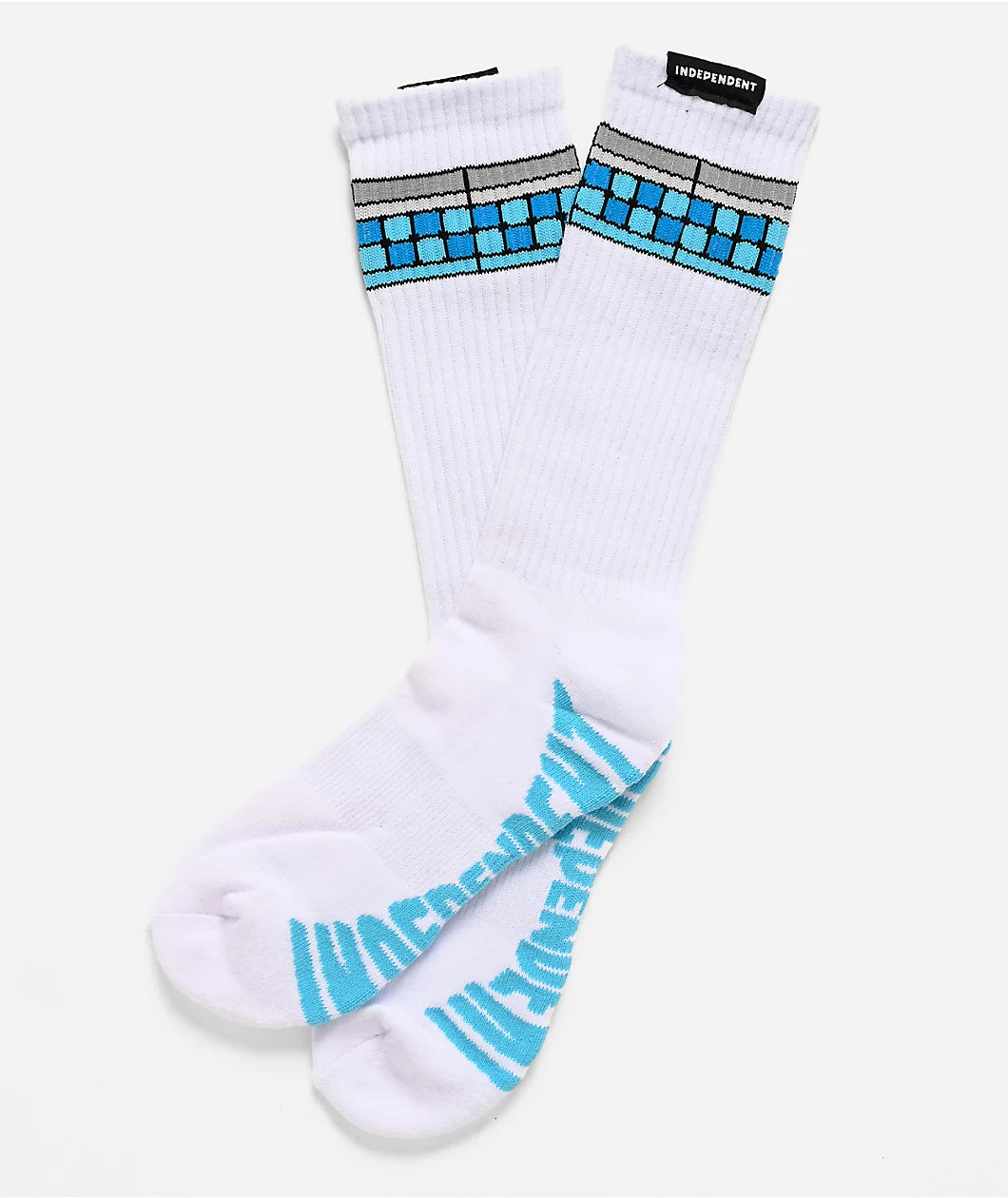 Independent Tile Span Crew Socks White/Blue