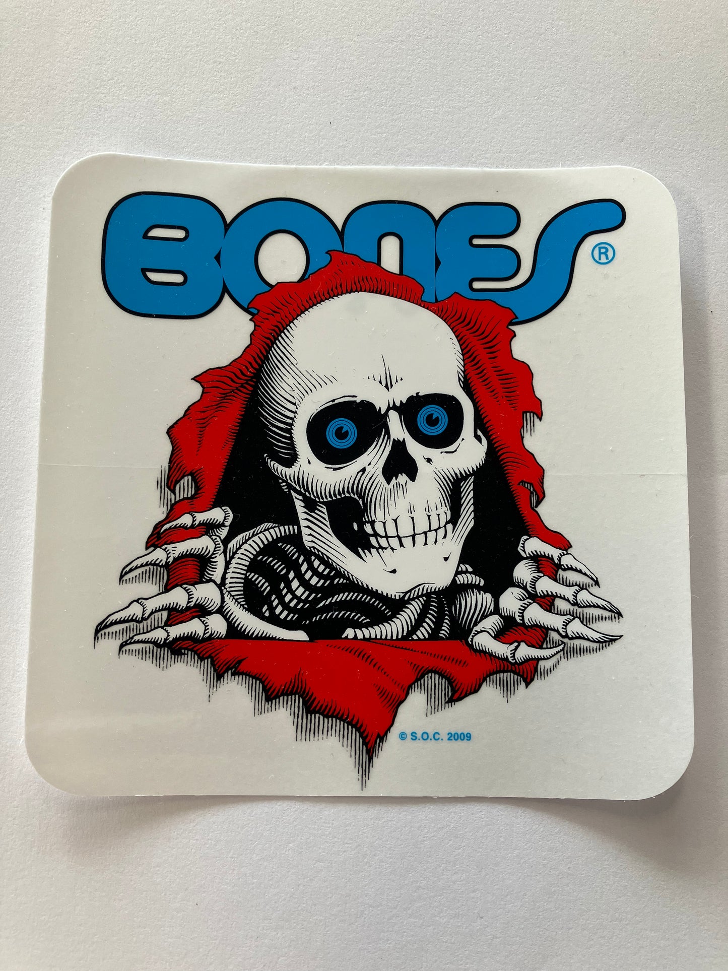 Bones ripper sticker white 5”x5”