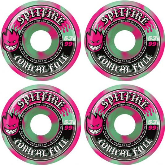 Spitfire F4 99a Conical Full 53mm Swirl Skateboard Wheels